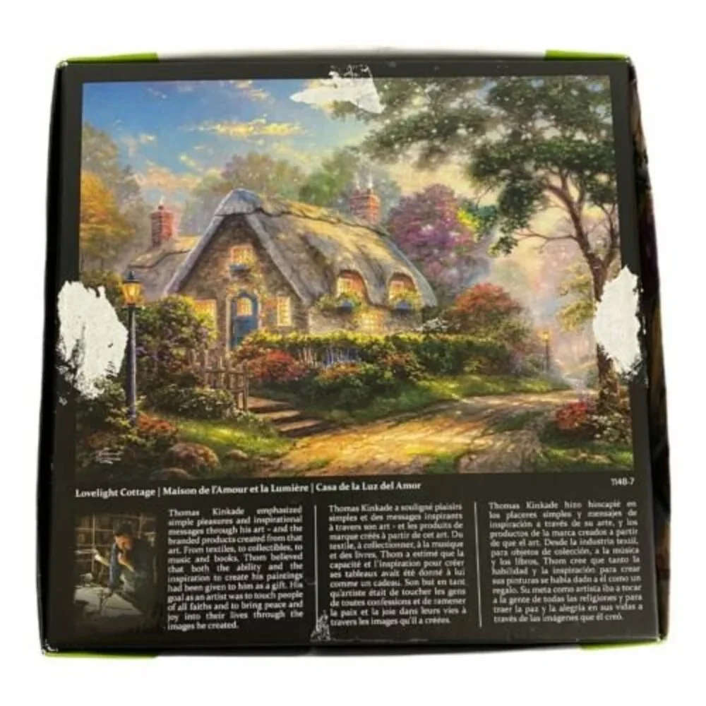Thomas Kinkade 750 Piece Puzzle Lovelight Cottage Metallic Caeco Complete